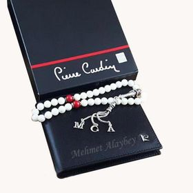 Pierre Cardin İsme Özel Deri Erkek Cüzdan + Harfli Sedef Tesbih Seti