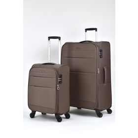 Pierre Cardin PC4200 Kahve Ultra Light Hafif Lüx Kumaş Büyük Boy ve Kabin Boy 2'li Valiz Seti