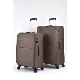 Pierre Cardin PC4200 Ultra Light Hafif Kahve Lüx Kumaş Büyük Boy ve Orta Boy 2'li Valiz Seti
