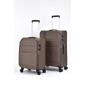 Pierre Cardin PC4200 Ultra Light Hafif Kahve Lüx Kumaş Orta Boy ve Kabin Boy 2'li Valiz Seti
