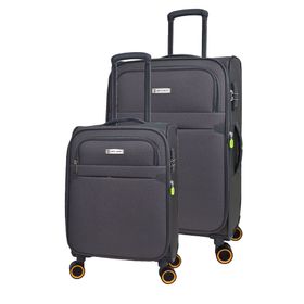 Pierre Cardin PC6000 Ultra Light Hafif Lüx Kumaş Büyük Boy Kabin Boy Gri 2'li Valiz Seti