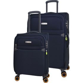 Pierre Cardin PC6000 Ultra Light Hafif Lüx Kumaş Büyük Boy Kabin Boy Lacivert 2'li Valiz Seti