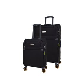 Pierre Cardin PC6000 Ultra Light Hafif Lüx Kumaş Büyük Boy Kabin Boy Siyah 2'li Valiz Seti