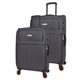 Pierre Cardin PC6000 Ultra Light Hafif Lüx Kumaş Büyük Boy Orta Boy Gri 2'li Valiz Seti