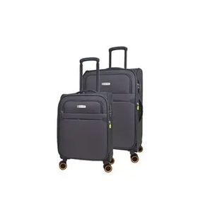 Pierre Cardin PC6000 Ultra Light Hafif Lüx Kumaş Orta Boy Kabin Boy Gri 2'li Valiz Seti