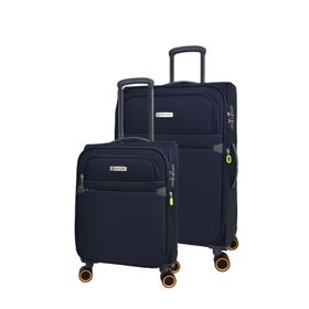Pierre Cardin PC6000 Ultra Light Hafif Lüx Kumaş Orta Boy Kabin Boy Lacivert 2'li Valiz Seti