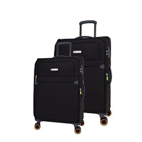 Pierre Cardin PC6000 Ultra Light Hafif Siyah Lüx Kumaş Büyük Boy ve Kabin Boy 2'li Valiz Seti