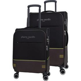 Pierre Cardin PC8200 Ultra Light Hafif Siyah Lüx Kumaş Büyük Boy ve Kabin Boy 2'li Valiz Seti