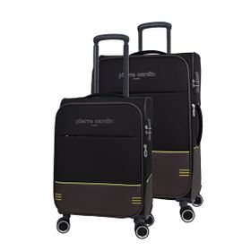 Pierre Cardin PC8200 Ultra Light Hafif Siyah Lüx Kumaş Büyük Boy ve Kabin Boy 2'li Valiz Seti