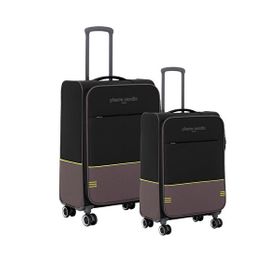Pierre Cardin PC8200 Ultra Light Hafif Siyah Lüx Kumaş Büyük Boy ve Kabin Boy 2'li Valiz Seti