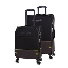 Pierre Cardin PC8200 Ultra Light Hafif Siyah Lüx Kumaş Büyük Boy ve Kabin Boy 2'li Valiz Seti