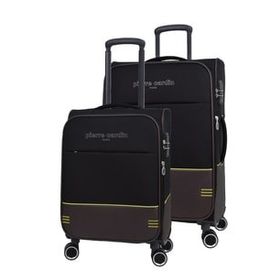 Pierre Cardin PC8200 Ultra Light Hafif Siyah Lüx Kumaş Büyük Boy ve Kabin Boy 2'li Valiz Seti
