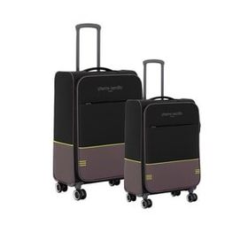 Pierre Cardin PC8200 Ultra Light Hafif Siyah Lüx Kumaş Büyük Boy ve Kabin Boy 2'li Valiz Seti