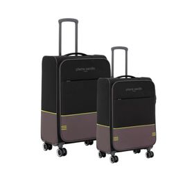 Pierre Cardin PC8200 Ultra Light Hafif Siyah Lüx Kumaş Büyük Boy ve Kabin Boy 2'li Valiz Seti