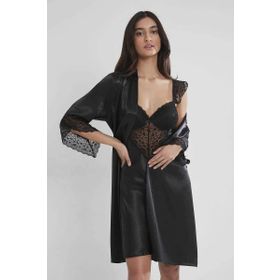 Pierre Cardin Saten Dantelli Kadın Gecelik Sabahlık Takım