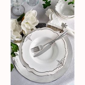 Pierre Cardin Serena 12 Kişilik 60 Parça Bone China Gümüş Yemek Takımı