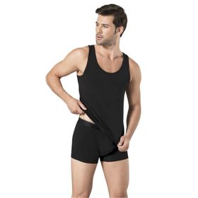 Pierre Cardin Yazılı Erkek Siyah Stretch Atlet Boxer Çamaşır Takımı