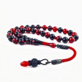 Pigado 1000 Ayar Gümüş Püsküllü Kırmızı Sıkma Kehribar Tesbih