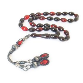 Pigado 1000 Ayar Gümüş Püsküllü Kırmızı Sıkma Kehribar Tesbih