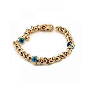 Pigado 925 Ayar Gümüş Altın Kaplama Zincir Nazar Boncuklu Bileklik