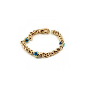 Pigado 925 Ayar Gümüş Altın Kaplama Zincir Nazar Boncuklu Bileklik