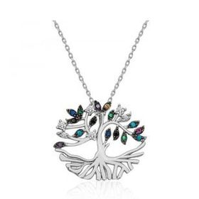 Pigado 925 Ayar Gümüş Mix Taşlı Tuba Ağacı Kadın Gümüş Kolye