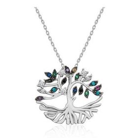 Pigado 925 Ayar Gümüş Mix Taşlı Tuba Ağacı Kadın Gümüş Kolye