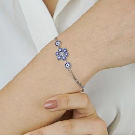 Pigado 925 Ayar Gümüş Nazar Boncuklu Kar Tanesi Bayan Bileklik