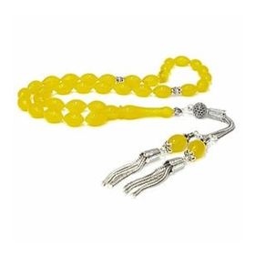 Pigado 925 Ayar Gümüş Püsküllü Arpa Kesim Sıkma Kehribar Model 6 Tesbih