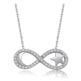 Pigado 925 Ayar Gümüş Sonsuzluk Ay Yıldız Kadın Gümüş Kolye