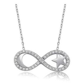 Pigado 925 Ayar Gümüş Sonsuzluk Ay Yıldız Kadın Gümüş Kolye