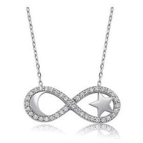 Pigado 925 Ayar Gümüş Sonsuzluk Ay Yıldız Kadın Gümüş Kolye