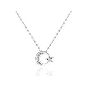 Pigado 925 Ayar Gümüş Swarovski Taşlı Ayyıldız Kolye
