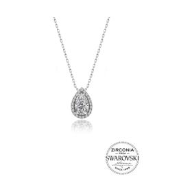 Pigado 925 Ayar Gümüş Swarovski Taşlı Kadın Damla Model Kadın Kolye