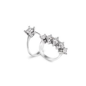 Pigado 925 Ayar Gümüş Swarovski Tek Taş + Beş Taş Yüzük Set