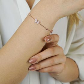 Pigado 925 Ayar Gümüş Zirkon Taşlı Kelebek Bayan Bileklik