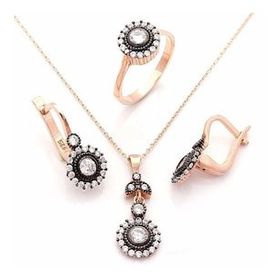Pigado 925 Ayar Gümüş Zirkon Taşlı Oval Model Rose Set