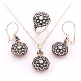 Pigado 925 Ayar Gümüş Zirkon Taşlı Oval Model Rose Set
