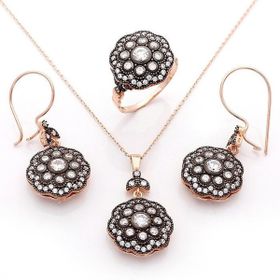 Pigado 925 Ayar Gümüş Zirkon Taşlı Oval Model Rose Set