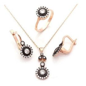 Pigado 925 Ayar Gümüş Zirkon Taşlı Oval Model Rose Set