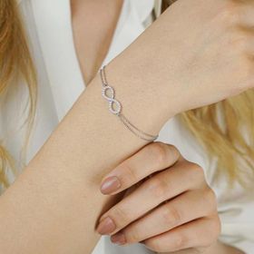 Pigado 925 Ayar Gümüş Zirkon Taşlı Sonsuzluk Bayan Bileklik