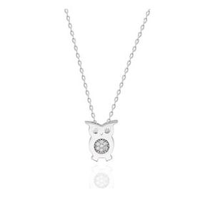 Pigado Sertifikalı Qr Kodlu Gümüş Swarovski Taşlı Baykuş Kolye