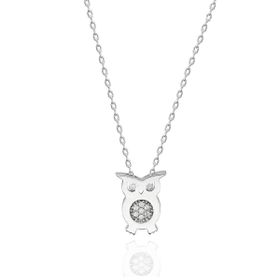 Pigado Sertifikalı Qr Kodlu Gümüş Swarovski Taşlı Baykuş Kolye