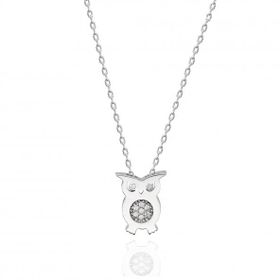 Pigado Sertifikalı Qr Kodlu Gümüş Swarovski Taşlı Baykuş Kolye