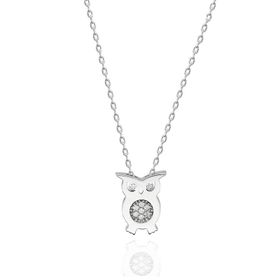 Pigado Sertifikalı Qr Kodlu Gümüş Swarovski Taşlı Baykuş Kolye