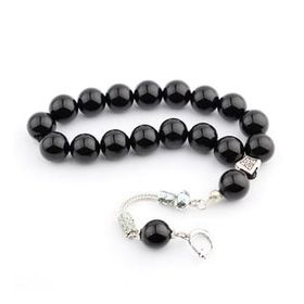 Pigado Siyah Oniks Doğal Taş 12 mm 17'li Efe Tesbihi