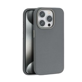 Piili iPhone 15 Pro Max Deri Magsafe Gri Kılıf