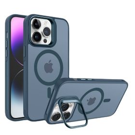 Piili iPhone 15 Pro Max Metal Bracket Magsafe Lacivert Mat Kılıf