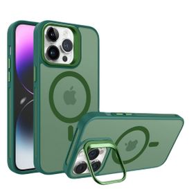 Piili iPhone 15 Pro Max Metal Bracket Magsafe Yeşil Mat Kılıf