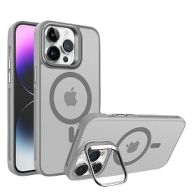 Piili iPhone 15 Pro Metal Bracket Magsafe Gri Mat Kılıf
